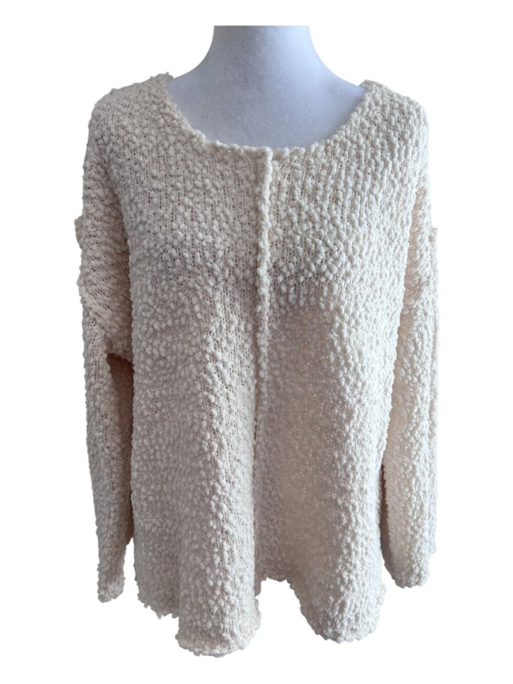 MINE Cream Popcorn Knit Drop Shoulder Sweater Textured - Size Large